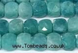 CCU1039 15 inches 6mm faceted cube amazonite beads