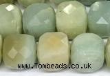 CCU1047 15 inches 8mm faceted cube amazonite beads