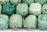 CCU1048 15 inches 8mm faceted cube turquoise beads