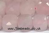 CCU1053 15 inches 8mm faceted cube rose quartz beads