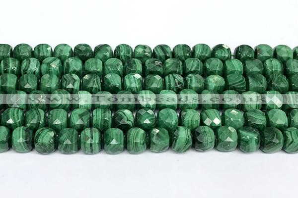 CCU1055 15 inches 8mm faceted cube malachite beads