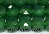 CCU1056 15 inches 8mm faceted cube green agate beads