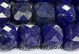 CCU1068 15 inches 8mm faceted cube lapis lazuli beads