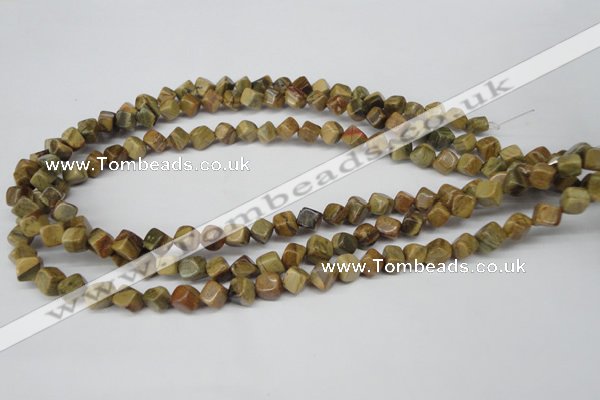 CCU111 15.5 inches 6*6mm cube silver leaf jasper beads wholesale