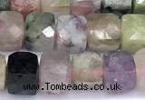 CCU1275 15 inches 6mm - 7mm faceted cube tourmaline beads