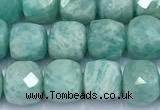 CCU1277 15 inches 6mm - 7mm faceted cube amazonite beads