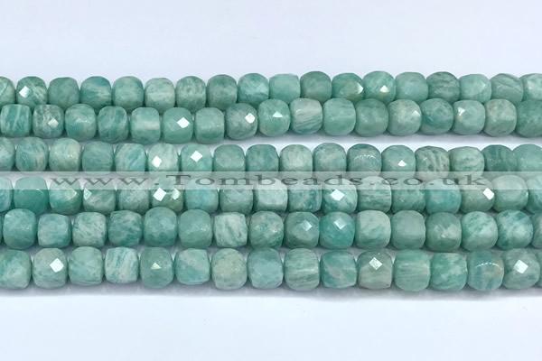 CCU1277 15 inches 6mm - 7mm faceted cube amazonite beads