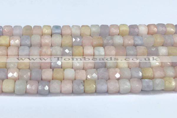 CCU1280 15 inches 6mm - 7mm faceted cube morganite beads