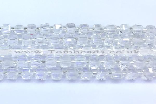 CCU1300 15 inches 9mm - 10mm faceted cube white crystal beads