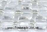 CCU1310 15 inches 7mm - 8mm faceted cube white crystal beads