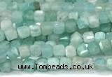 CCU1322 15 inches 2.5mm faceted cube amazonite beads