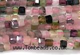 CCU1325 15 inches 2.5mm faceted cube tourmaline beads