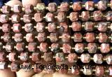 CCU1379 15 inches 6mm - 7mm faceted cube red sesame jasper beads