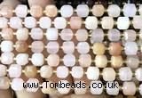 CCU1423 15 inches 6mm - 7mm faceted cube pink aventurine jade beads