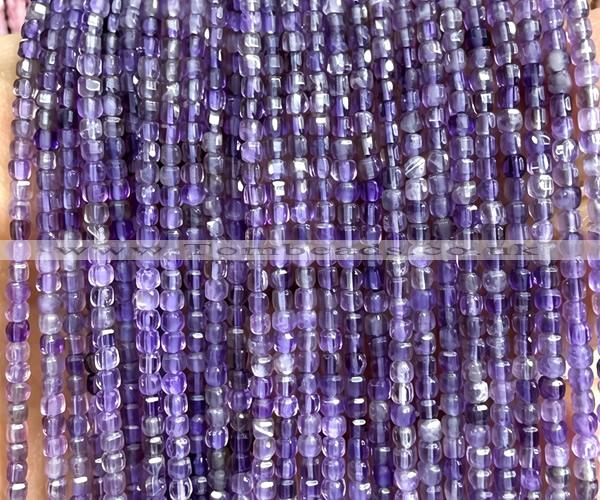 CCU1603 15 inches 2.5mm faceted cube amethyst gemstone beads