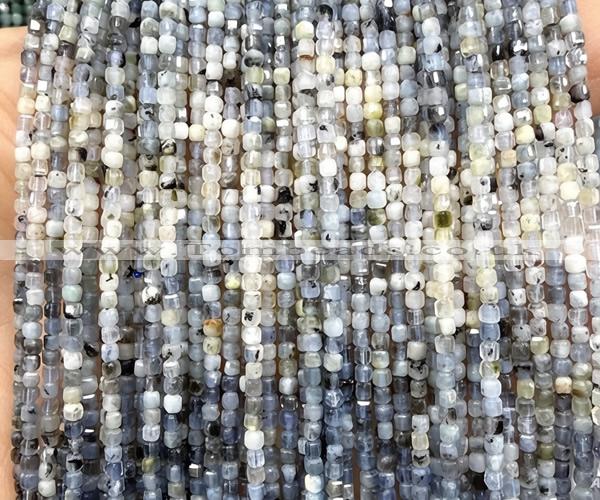 CCU1625 15 inches 2.5mm faceted cube mixed aquamarine beads