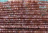 CCU1658 15 inches 2.5mm faceted cube coffee garnet beads