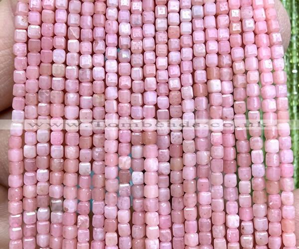 CCU1670 15 inches 2.5mm faceted cube Chinese pink opal beads