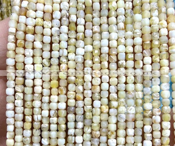 CCU1672 15 inches 2.5mm faceted cube yellow opal beads wholesale