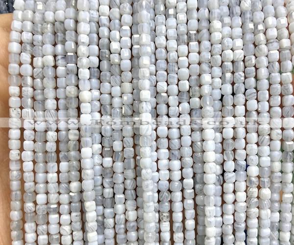 CCU1694 15 inches 2.5mm faceted cube blue lace agate beads