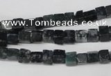 CCU17 15.5 inches 4*4mm cube moss agate beads wholesale