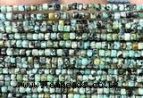 CCU1711 15 inches 2.5mm faceted cube African turquoise beads