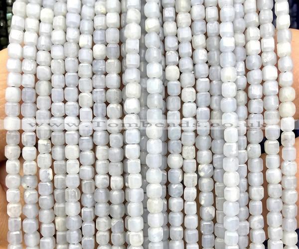 CCU1722 15 inches 2.5mm faceted cube blue angelite beads