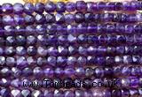 CCU1801 15 inches 4mm faceted cube amethyst gemstone beads