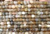 CCU1831 15 inches 4mm faceted cube rainbow moonstone beads