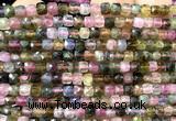 CCU1843 15 inches 4mm faceted cube tourmaline gemstone beads
