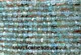 CCU1851 15 inches 4mm faceted cube bue apatite beads