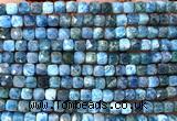 CCU1852 15 inches 4mm faceted cube apatite gemstone beads