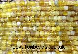 CCU1869 15 inches 4mm faceted cube yellow opal gemstone beads