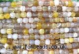 CCU1886 15 inches 4mm faceted cube Botswana agate beads
