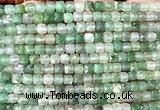 CCU1895 15 inches 4mm faceted cube green aventurine jade beads