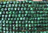 CCU1909 15 inches 4mm faceted cube malachite gemstone beads