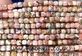 CCU1916 15 inches 4mm faceted cube rhodochrosite gemstone beads