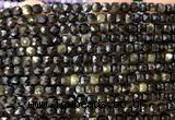 CCU1918 15 inches 4mm faceted cube golden obsidian beads
