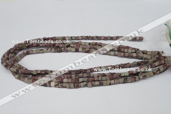 CCU24 15.5 inches 5*5mm cube red artistic jasper beads wholesale