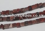 CCU25 15.5 inches 5*5mm cube red picture jasper beads wholesale