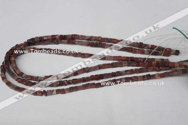 CCU25 15.5 inches 5*5mm cube red picture jasper beads wholesale