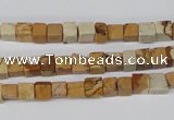 CCU29 15.5 inches 5*5mm cube picture jasper beads wholesale