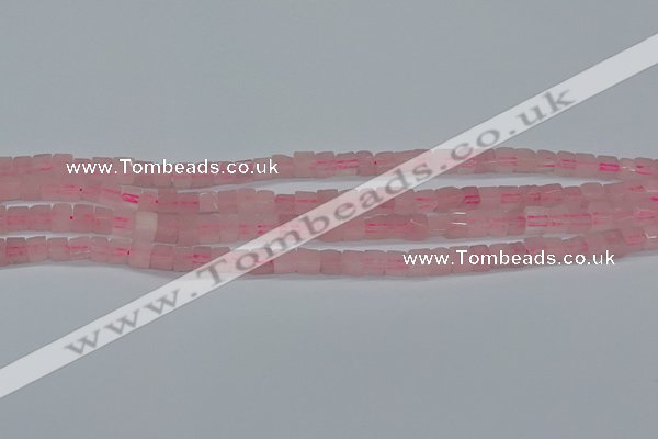 CCU300 15.5 inches 4*4mm cube rose quartz beads wholesale