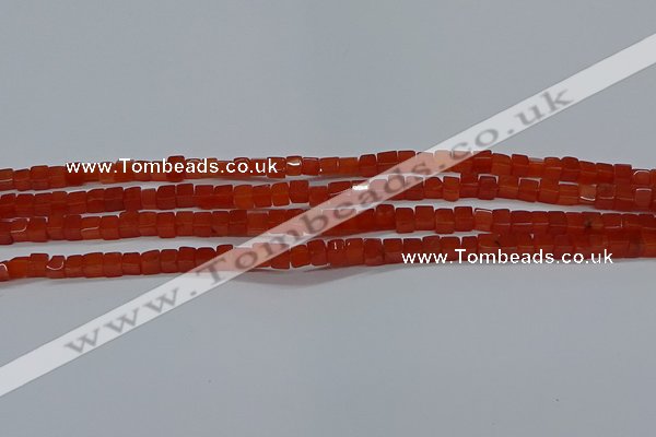 CCU305 15.5 inches 4*4mm cube red agate beads wholesale