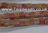 CCU308 15.5 inches 4*4mm cube pink wooden jasper beads wholesale