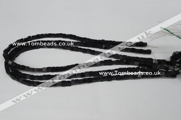 CCU31 15.5 inches 5*5mm cube black agate beads wholesale