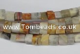 CCU33 15.5 inches 5*5mm cube bamboo leaf agate beads wholesale