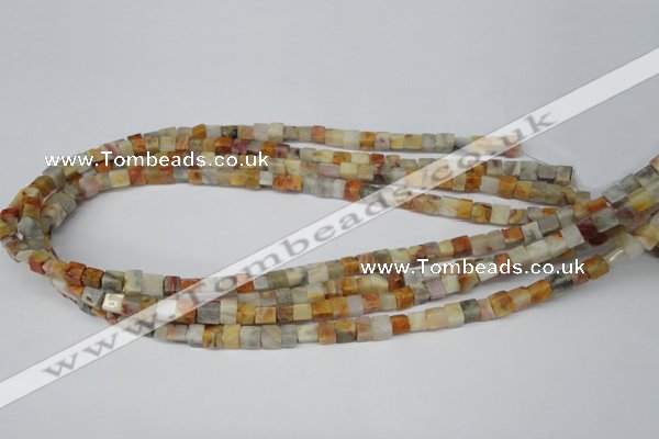 CCU33 15.5 inches 5*5mm cube bamboo leaf agate beads wholesale