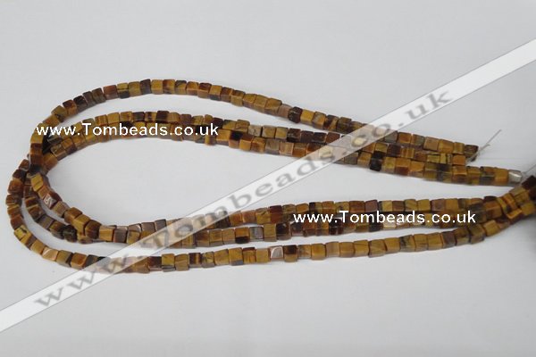 CCU34 15.5 inches 5*5mm cube yellow tiger eye beads wholesale