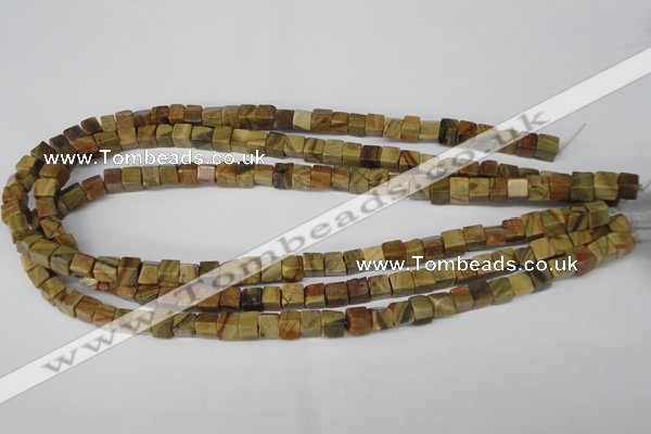 CCU41 15.5 inches 6*6mm cube picasso jasper beads wholesale